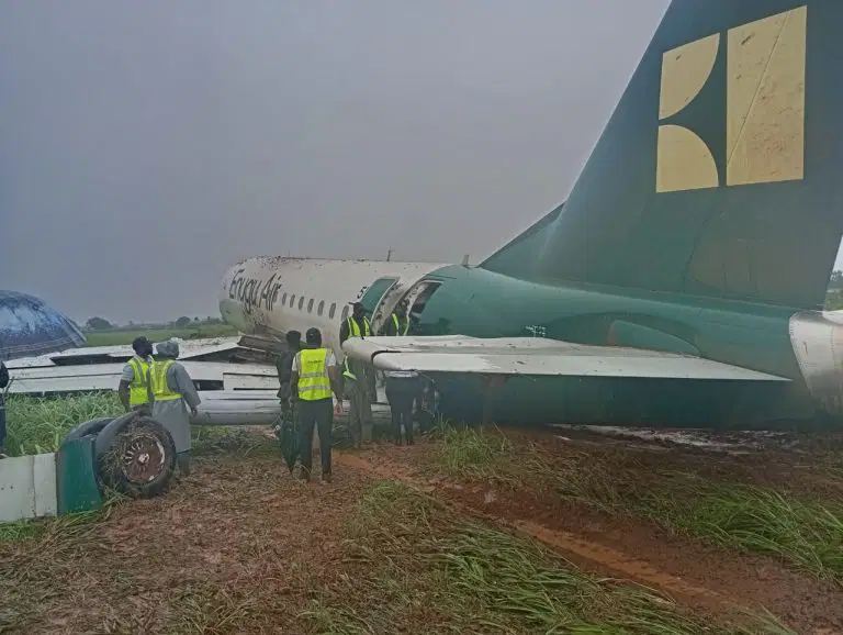 Enugu Air aircraft overshoots runway in Benin airport.
